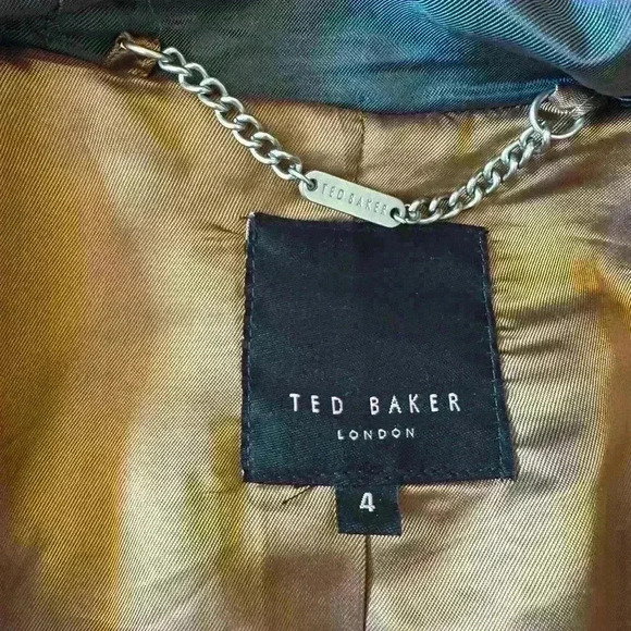 Ted Baker London Wool Hooded Belted Coat Women’s Size 4 Gray Jacket - Picture 4 of 6